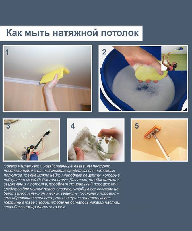 Как помыть натяжной потолок без разводов
