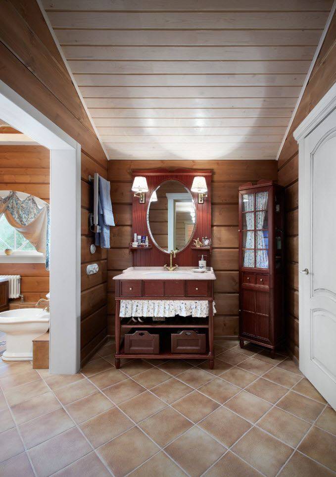 Внутренние стены и потолок . дом из бруса.