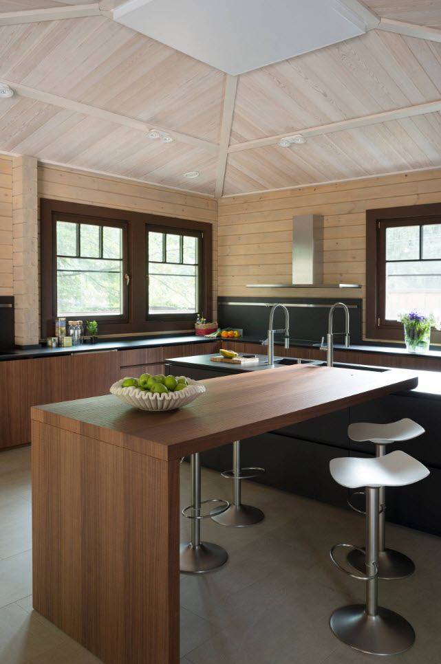 Внутренние стены и потолок . дом из бруса.