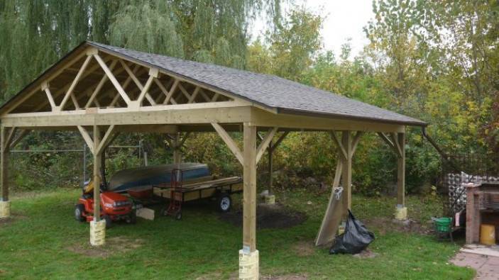 Навес для машины на дачу: сравнительный обзор технологий строительства + пошаговые инструкции