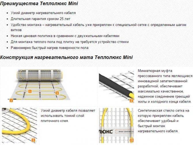 Маты для теплого водяного пола - основные разновидности и их характеристики