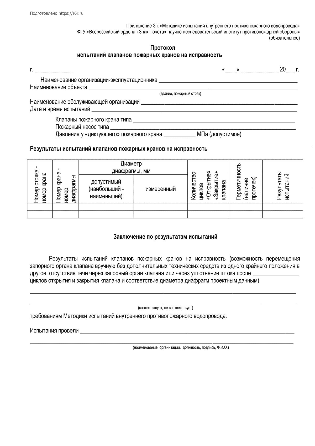 Акт гидравлического испытания системы отопления