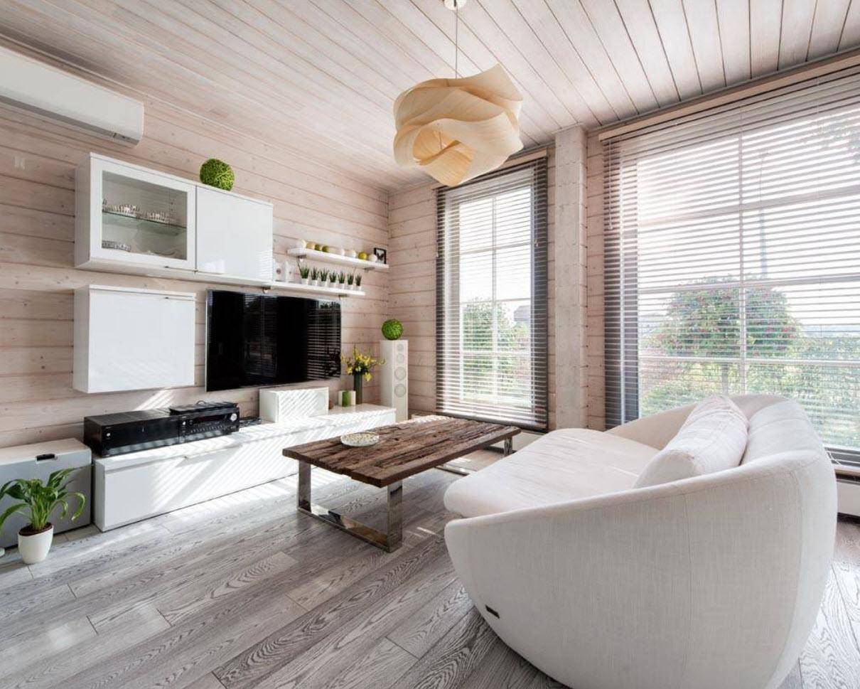 Внутренние стены и потолок . дом из бруса.